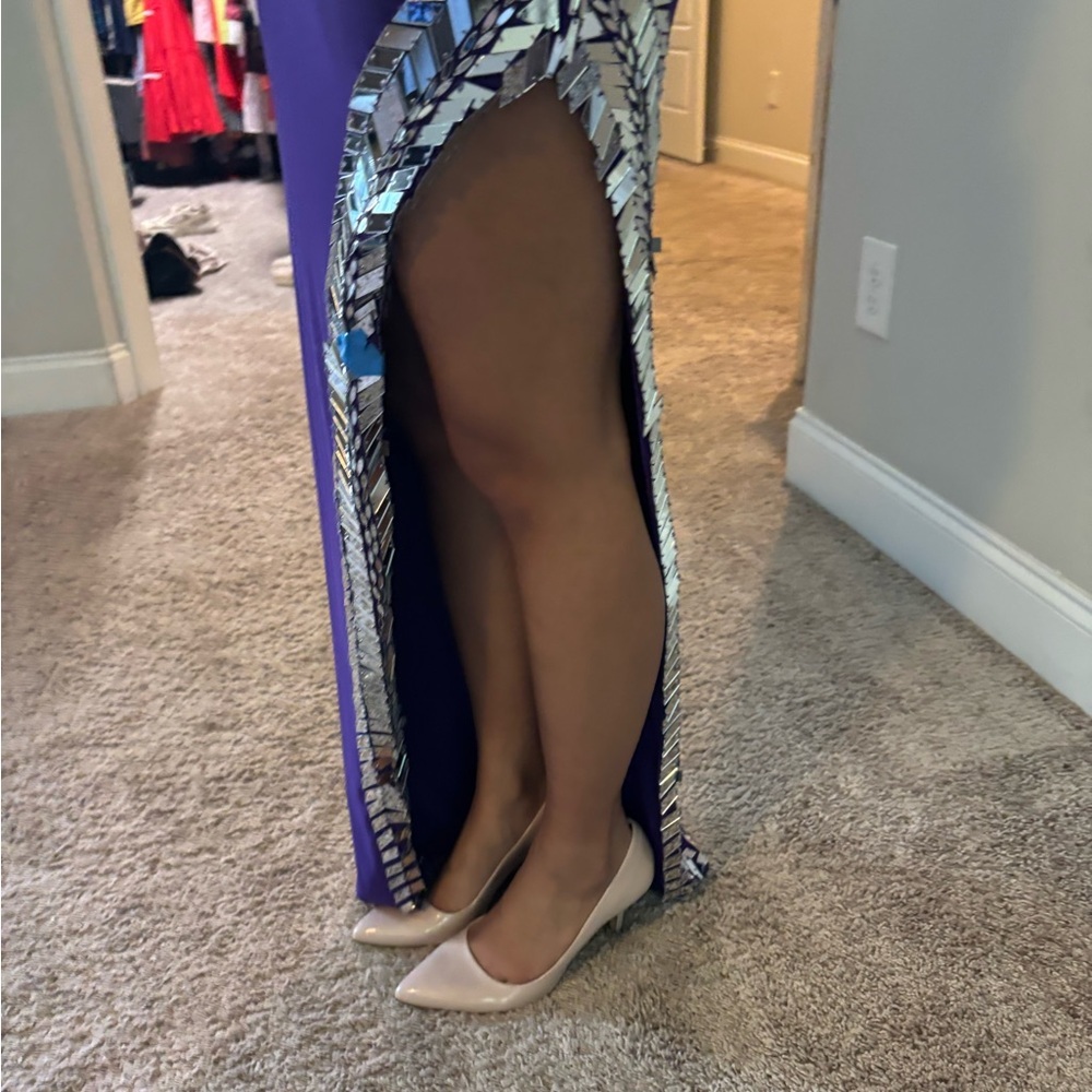 Mac Duggal Purple Asymmetrical One-Shoulder Gown - Picture 8 of 13